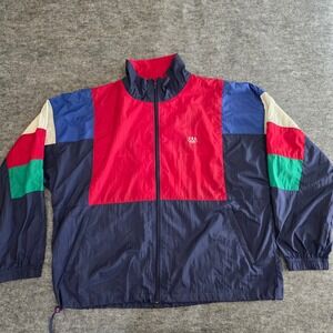Vintage USA Olympic Windbreaker Jacket Mens XL Full Zip Multicolor Colorblock